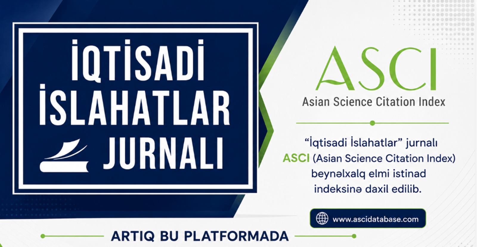 “İqtisadi islahatlar” jurnalı ASCI beynəlxalq elmi istinad indeksinə daxil edilib