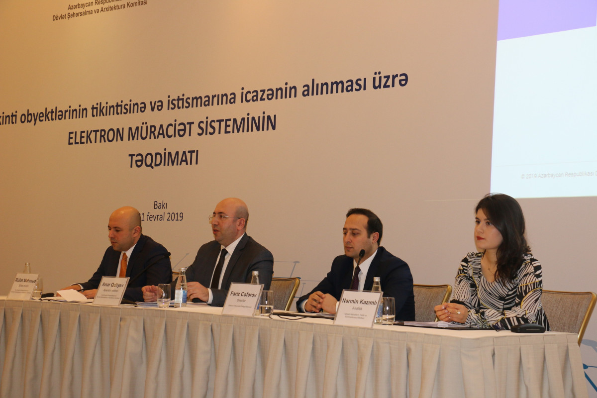 Tikinti obyektlərinin tikintisinə və istismarına icazənin alınması üzrə elektron müraciət sistemi təqdim olunub