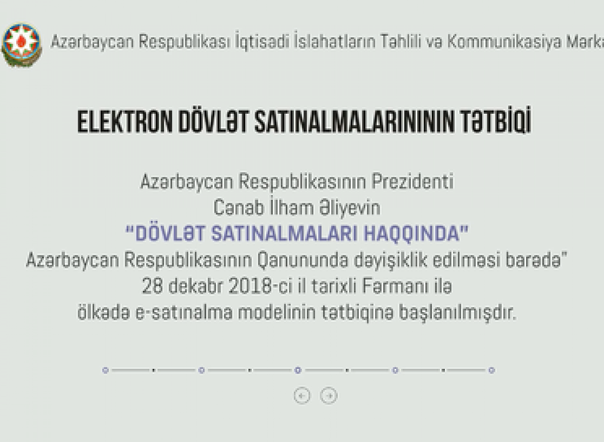 "Video icmal" dövlət satınalmaları üzrə vahid internet portala həsr olunub