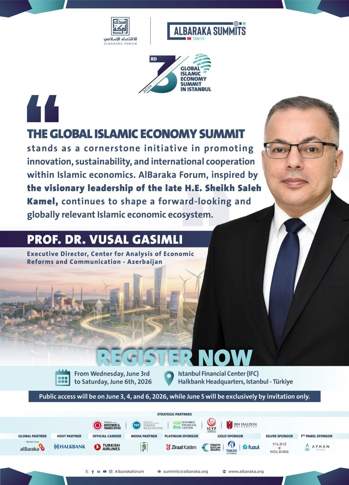 Vüsal Qasımlı III Qlobal İslam İqtisadiyyatı Sammitində iştirak edəcək