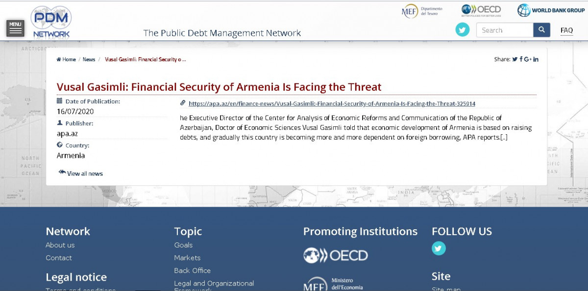 Debt Management Network Publishes Material on Armenia’s Financial Security