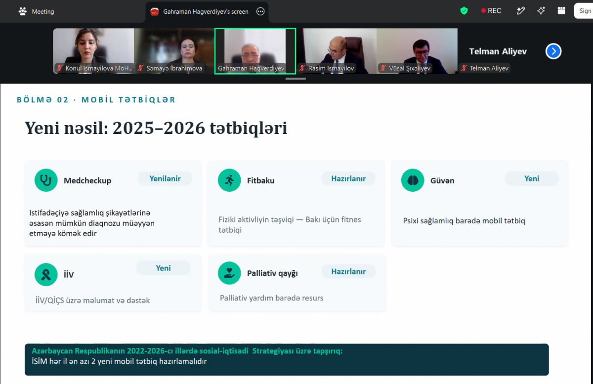 “Səhiyyə sistemi ”işçi qrupunun video-konfrans formatında növbəti iclası keçirilib