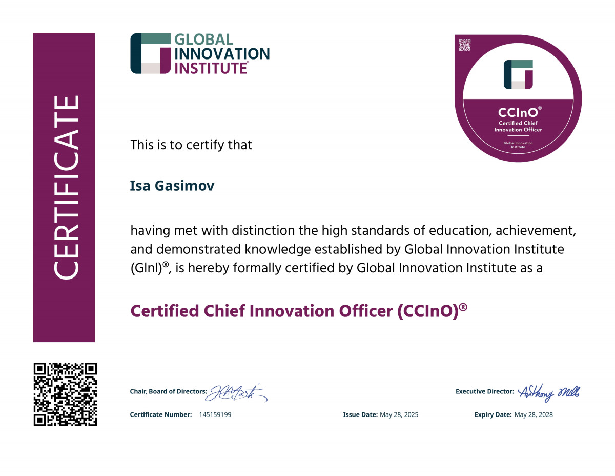 Head of Department of the CAERC was awarded the international CCInO certificate