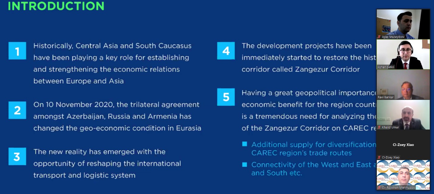 The economic impact of the Zangazur corridor on the CAREC region has been presented at an international conference