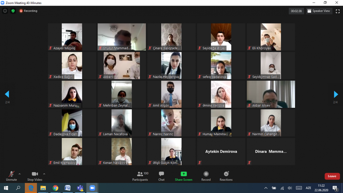 A Video Conference Held with Volunteers on “The Azerbaijani Economy: During the Pandemic and Post-Pandemic Period”