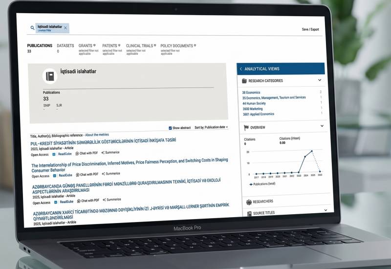 “İqtisadi islahatlar” jurnalı “Dimensions” və “Scilit” platformalarında indeksləşdirildi