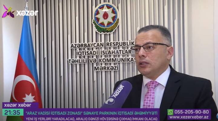 The executive director of CAERC, Vusal Gasimli, gave an interview to Khazar Khabar about the economic importance of the "Araz Valley Economic Zone" Industrial Park.